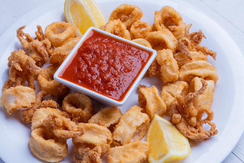 Golden calamari fritti at Sami's Marco Island